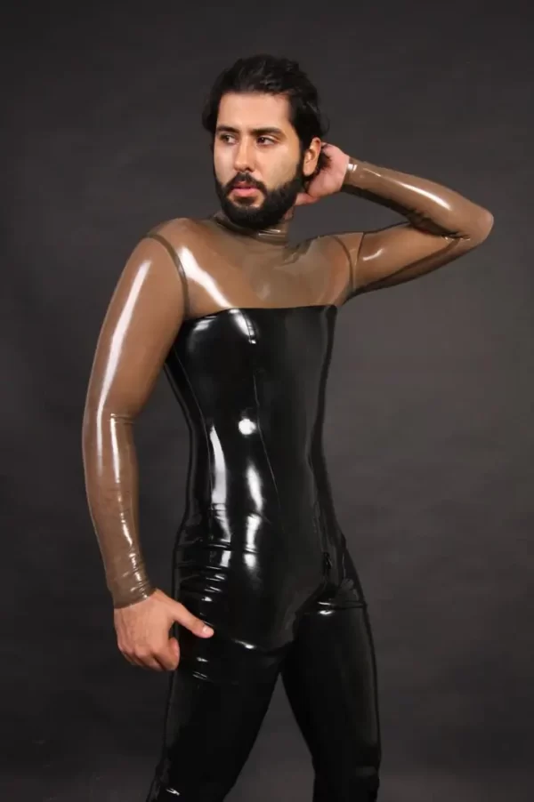 Latex Mens Transparent Torso Catsuit