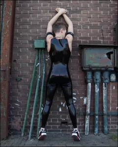 Latex Mens Sleevless Leggings Suit Catsuit