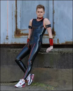 Latex Mens Sleevless Leggings Suit Catsuit