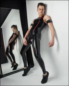 Latex Mens Sleevless Leggings Suit Catsuit