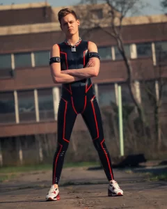 Latex Mens Sleevless Leggings Suit Catsuit