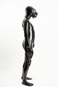 Latex Mens Mitten-Sleeved Codpiece Catsuit