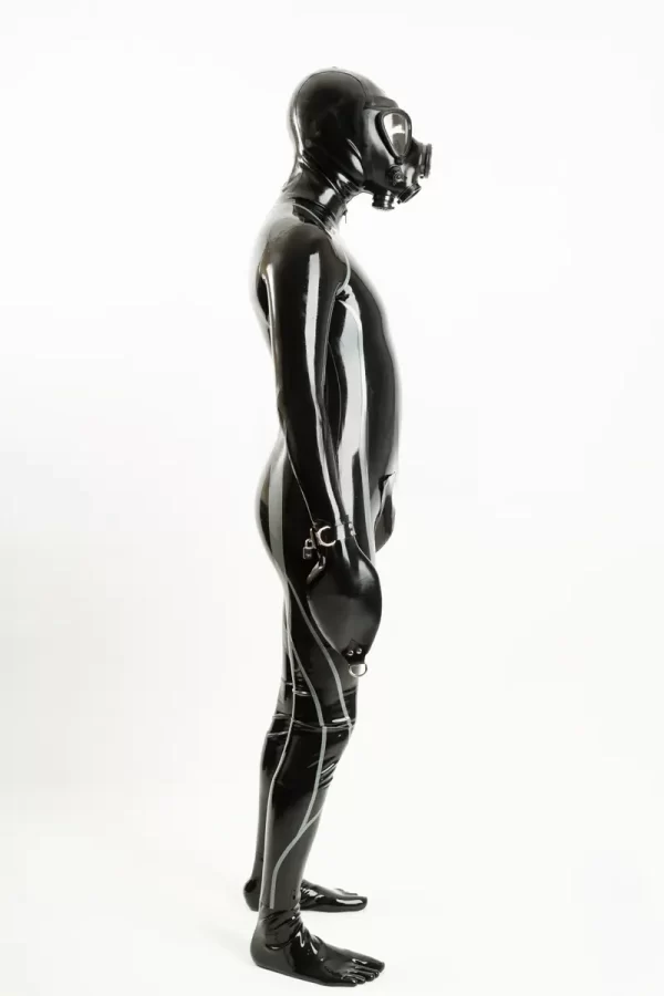 Latex Mens Mitten-Sleeved Codpiece Catsuit