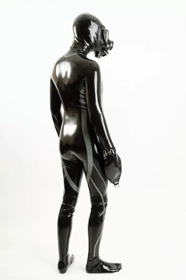 Latex Mens Mitten-Sleeved Codpiece Catsuit