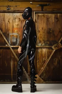 Latex Mens Mitten-Sleeved Codpiece Catsuit