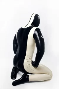 Latex Mens Two-Tone Full Body Gimp Catsuit