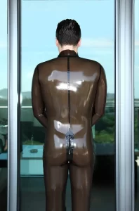 Latex Mens Semi-Transparent Neck Entry Catsuit