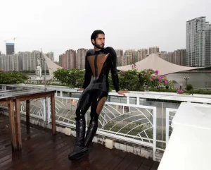 Latex Mens Back Me Up Two Tones Catsuit