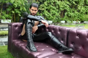 Latex Mens Back Me Up Two Tones Catsuit