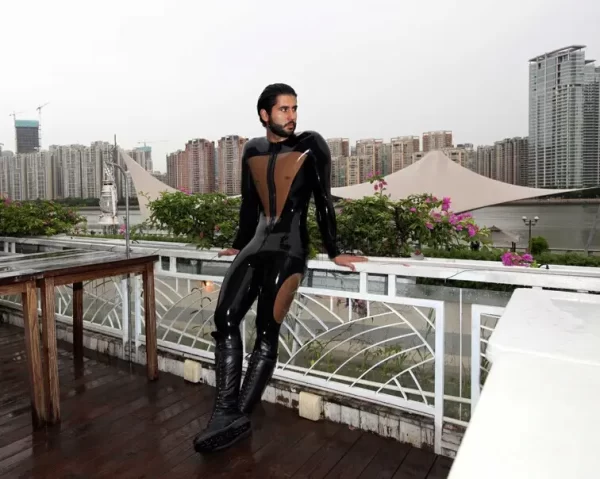 Latex Mens Back Me Up Two Tones Catsuit
