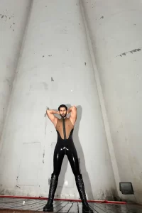 Latex Mens Show-Off Two-Color Sleeveless Catsuit