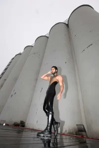 Latex Mens Show-Off Two-Color Sleeveless Catsuit