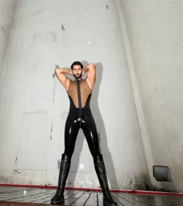 Latex Mens Show-Off Two-Color Sleeveless Catsuit