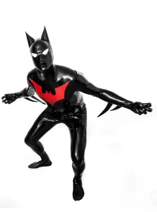 Latex Mens Bat-Mantra Super Hero Total Coverage Catsuit