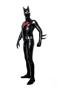Latex Mens Bat-Mantra Super Hero Total Coverage Catsuit