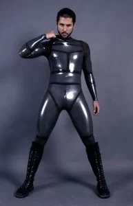 Latex Mens Galactical Back Zipper Catsuit