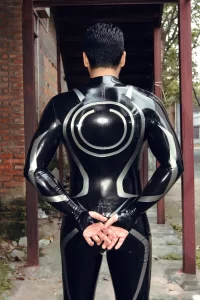 Latex Mens Tron Team Neck Entry Catsuit