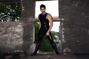 Latex Mens Sleeveless Front Zipper Catsuit