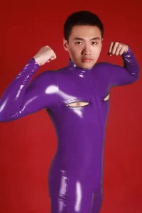 Latex Mens Nipple-Zipper Catsuit
