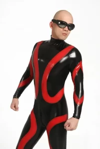 Latex Mens Loopy Loops Back Zipper Catsuit