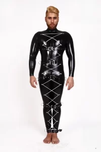 Latex Mens Zig-Zag Ties Catsuit