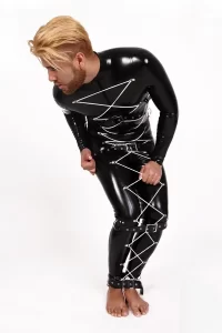 Latex Mens Zig-Zag Ties Catsuit
