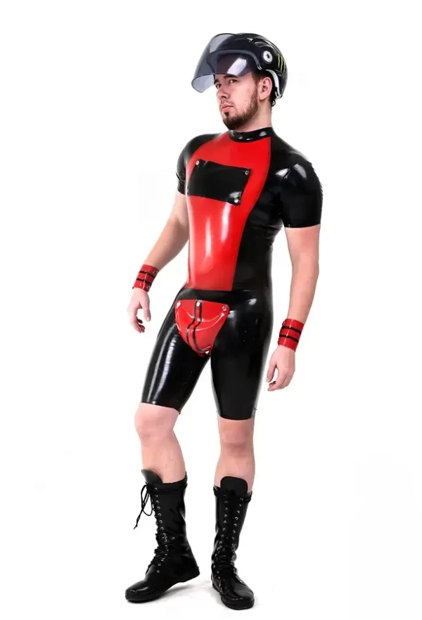 Latex Mens Cycling Suit With Codpiece