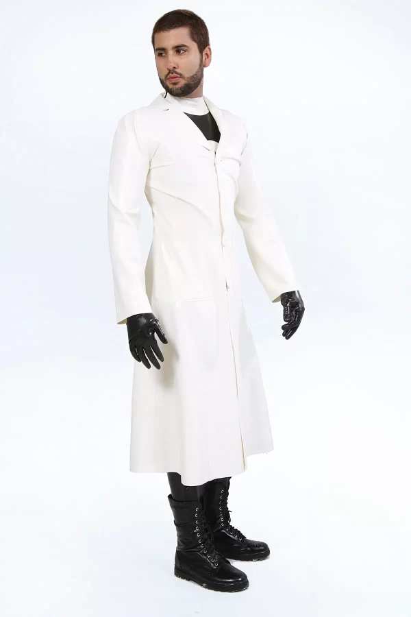 Latex Mens Single-Breasted Trench Coat