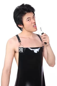 Latex Mens Long Apron with Harness Straps