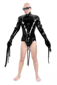Latex Mens Straightjacket/Bondage Long-sleeved Jacket