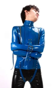 Latex Mens Straightjacket/Bondage Long-sleeved Jacket