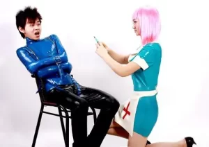 Latex Mens Straightjacket/Bondage Long-sleeved Jacket