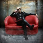 Latex Mens Zippered Biker Jacket