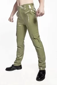 Latex Mens High-Waisted Cargo Pants