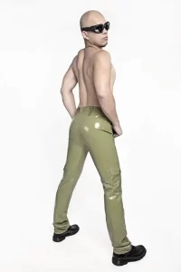 Latex Mens High-Waisted Cargo Pants