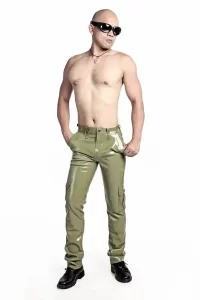 Latex Mens High-Waisted Cargo Pants