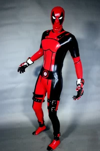 Latex Mens Deadpool Super Hero Suit Catsuit