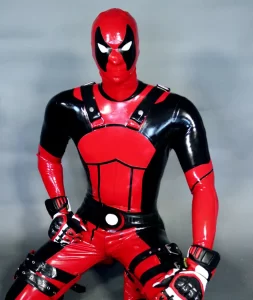 Latex Mens Deadpool Super Hero Suit Catsuit