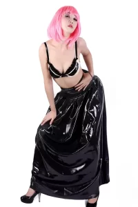 Latex Flowy Maxi Skirt